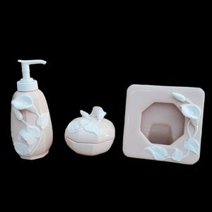 3 piece set for bedroom or bathroom Lotion bottle trinket and picture frame NWOT